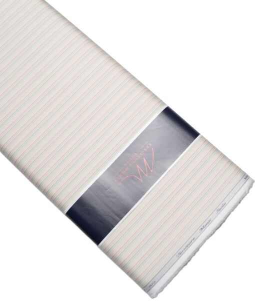 Tessitura Monti 2 Ply 70's Giza Cotton Striped Shirting Fabric (Cream)
