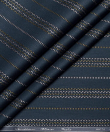 Tessitura Monti  Giza Cotton Striped Shirting Fabric (Dark Sea Green)