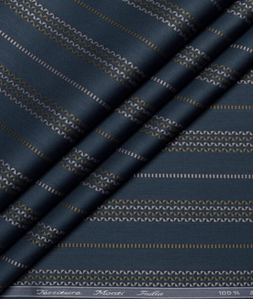 Tessitura Monti  Giza Cotton Striped Shirting Fabric (Dark Sea Green)