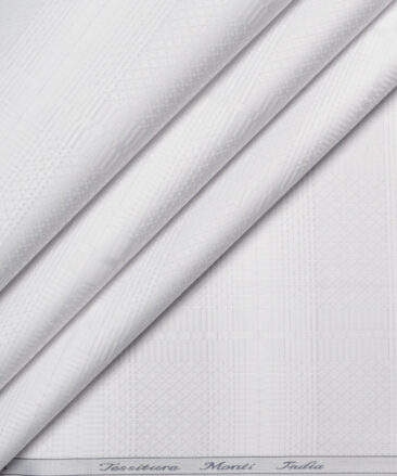 Tessitura Monti 2 Ply 70's Giza Cotton Checks Shirting Fabric (White)