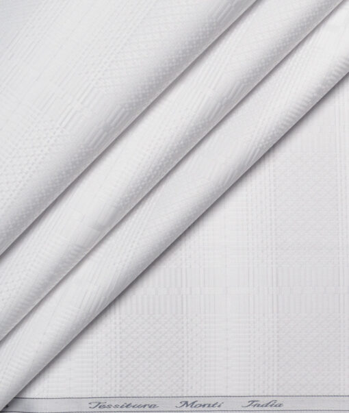 Tessitura Monti 2 Ply 70's Giza Cotton Checks Shirting Fabric (White)
