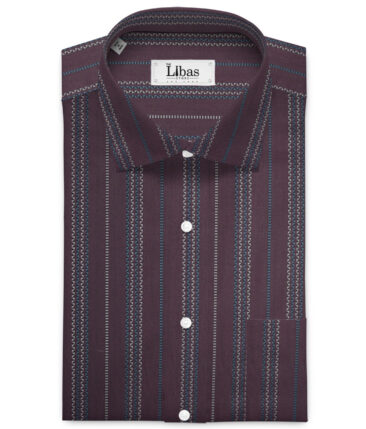 Tessitura Monti  Giza Cotton Striped Shirting Fabric (Wine)