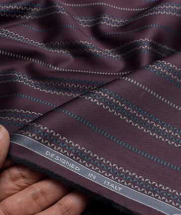 Tessitura Monti  Giza Cotton Striped Shirting Fabric (Wine)