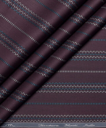 Tessitura Monti  Giza Cotton Striped Shirting Fabric (Wine)