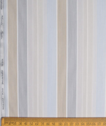 Tessitura Monti 1 Ply 100's Giza Cotton Striped Shirting Fabric (White & Grey)