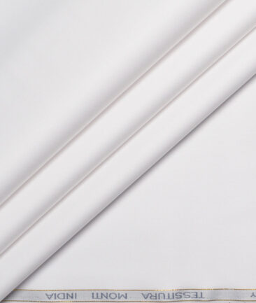 Tessitura Monti 2 Ply 170's Giza Cotton Solids Shirting Fabric (White)
