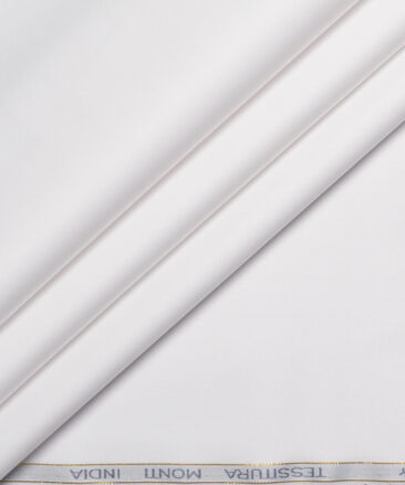 Tessitura Monti 2 Ply 170's Giza Cotton Solids Shirting Fabric (White)