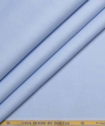 Soktas  Giza Cotton Solids Shirting Fabric (Sky Blue)