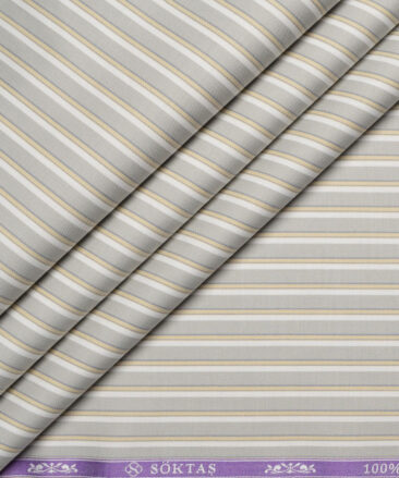 Soktas  Giza Cotton Striped Shirting Fabric (Grey)