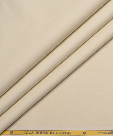 Soktas  Giza Cotton Striped Shirting Fabric (Cream)