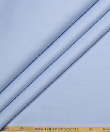 Soktas  Giza Cotton Striped Shirting Fabric (Sky Blue)