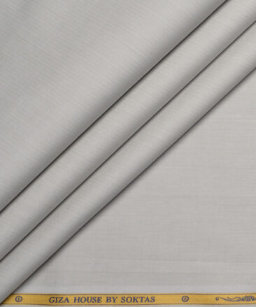 Soktas  Giza Cotton Striped Shirting Fabric (Silver Grey)