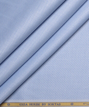 Soktas  Giza Cotton Structured Shirting Fabric (Light Blue)