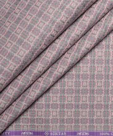 Soktas  Giza Cotton Self Design Shirting Fabric (Pink)