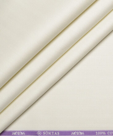 Soktas 2 Ply 100's Giza Cotton Striped Shirting Fabric (Cream)