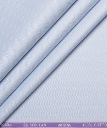 Soktas 2 Ply 100's Giza Cotton Striped Shirting Fabric (Sky Blue)
