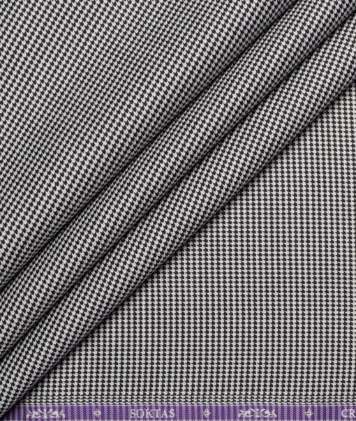 Soktas 2 Ply 100's Giza Cotton Structured Shirting Fabric (White & Black)