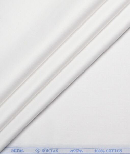 Soktas 2 Ply 120's Giza Cotton Solids Shirting Fabric (White)
