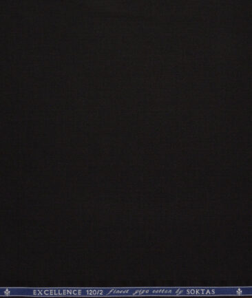 Soktas 2 Ply 120's Giza Cotton Solids Shirting Fabric (Black)