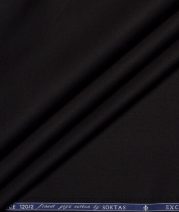 Soktas 2 Ply 120's Giza Cotton Solids Shirting Fabric (Black)