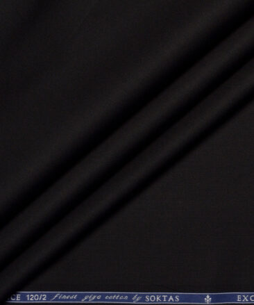 Soktas 2 Ply 120's Giza Cotton Solids Shirting Fabric (Black)