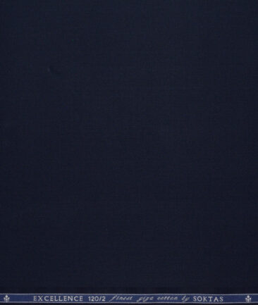 Soktas 2 Ply 120's Giza Cotton Solids Shirting Fabric (Dark Blue)