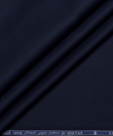 Soktas 2 Ply 120's Giza Cotton Solids Shirting Fabric (Dark Blue)