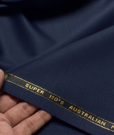 Vercelli Italy Super 120's Solids 50% Merino Wool Stretchable Suiting Fabric (Dark Royal Blue)