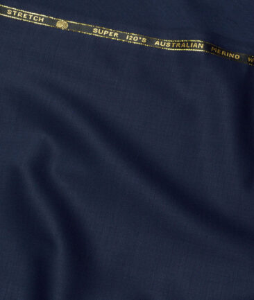 Vercelli Italy Super 120's Solids 50% Merino Wool Stretchable Suiting Fabric (Dark Royal Blue)