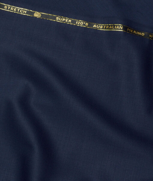 Vercelli Italy Super 120's Solids 50% Merino Wool Stretchable Suiting Fabric (Dark Royal Blue)