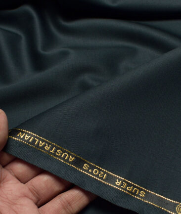 Vercelli Italy Super 120's Solids 50% Merino Wool Stretchable Suiting Fabric (Dark Sea Green)