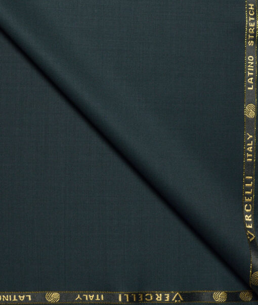 Vercelli Italy Super 120's Solids 50% Merino Wool Stretchable Suiting Fabric (Dark Sea Green)