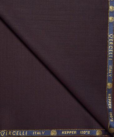 Vercelli Italy Super 120's Solids 70% Merino Wool Suiting Fabric (Dark Wine)