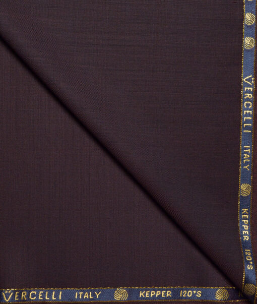 Vercelli Italy Super 120's Solids 70% Merino Wool Suiting Fabric (Dark Wine)
