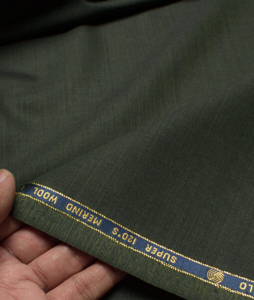 Vercelli Italy Super 120's Solids 70% Merino Wool Suiting Fabric (Thatch Green)