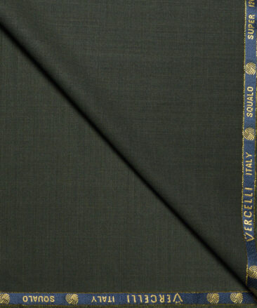 Vercelli Italy Super 120's Solids 70% Merino Wool Suiting Fabric (Thatch Green)