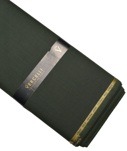 Vercelli Italy Super 120's Solids 70% Merino Wool Suiting Fabric (Thatch Green)