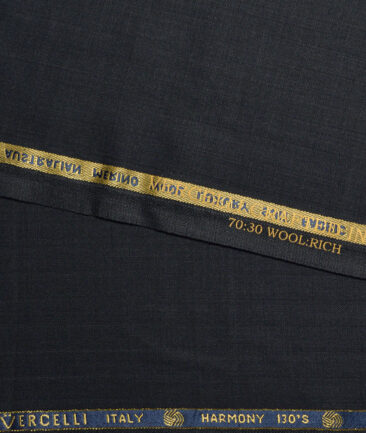 Vercelli Italy Super 130's Striped 70% Merino Wool Suiting Fabric (Dark Grey)