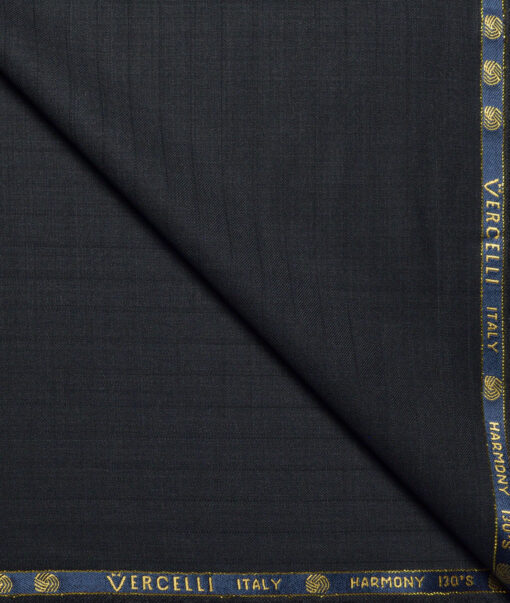 Vercelli Italy Super 130's Striped 70% Merino Wool Suiting Fabric (Dark Grey)