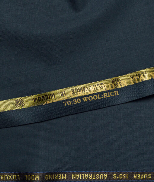 Vercelli Italy Super 150's Solids 70% Merino Wool Suiting Fabric (Dark Greyish Blue)