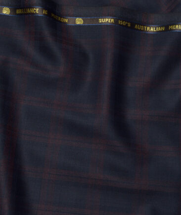 Vercelli Italy Super 150's Checks 70% Merino Wool Suiting Fabric (Dark Blue)
