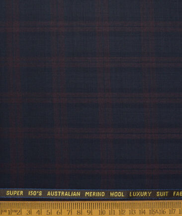 Vercelli Italy Super 150's Checks 70% Merino Wool Suiting Fabric (Dark Blue)