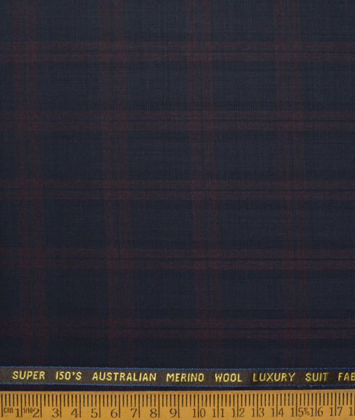 Vercelli Italy Super 150's Checks 70% Merino Wool Suiting Fabric (Dark Blue)