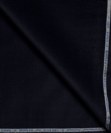 Arvind Tresca  Corduroy Cotton 26 Wales Stretchable Suiting Fabric (Dark Blue)