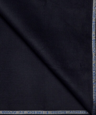 Arvind Tresca  Corduroy Cotton 18 Wales Stretchable Suiting Fabric (Dark Blue)