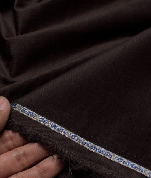 Arvind Tresca  Corduroy Cotton 26 Wales Stretchable Suiting Fabric (Dark Chocolate Brown)