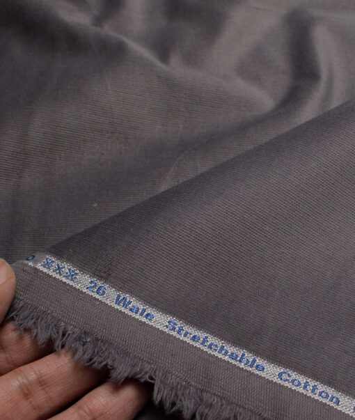 Arvind Tresca  Corduroy Cotton 26 Wales Stretchable Suiting Fabric (Grey)