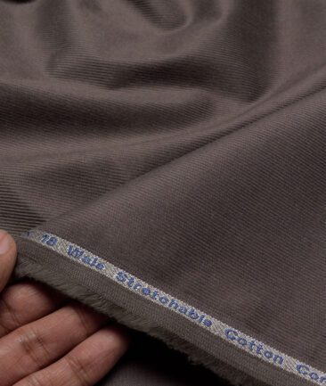 Arvind Tresca  Corduroy Cotton 18 Wales Stretchable Suiting Fabric (Light Grey)