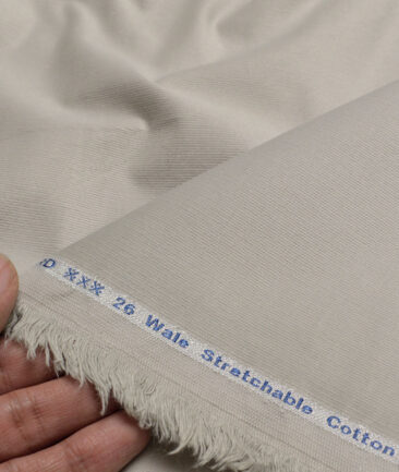 Arvind Tresca  Corduroy Cotton 26 Wales Stretchable Suiting Fabric (Light Pistachios Grey)