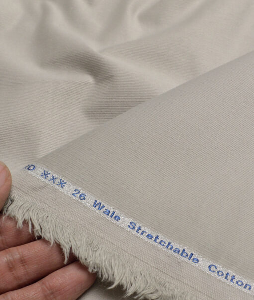 Arvind Tresca  Corduroy Cotton 26 Wales Stretchable Suiting Fabric (Light Pistachios Grey)